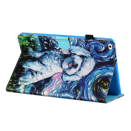 Sewing Thread Horizontal Painted Flat Leather Case with Pen Cover & Anti Skid Strip & Card Slot & Holder & Sleep / Wake-up Function For iPad Mini 5 / 4 / 3 / 2 / 1(Oil Painting Dog)-garmade.com