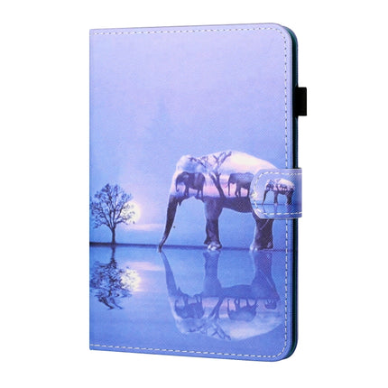 Sewing Thread Horizontal Painted Flat Leather Case with Pen Cover & Anti Skid Strip & Card Slot & Holder & Sleep / Wake-up Function For iPad Mini 5 / 4 / 3 / 2 / 1(Tree And Elephant)-garmade.com