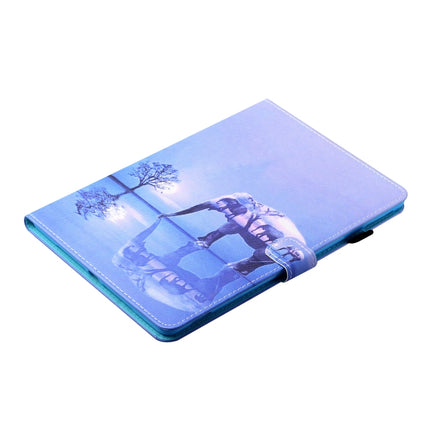Sewing Thread Horizontal Painted Flat Leather Case with Pen Cover & Anti Skid Strip & Card Slot & Holder & Sleep / Wake-up Function For iPad Mini 5 / 4 / 3 / 2 / 1(Tree And Elephant)-garmade.com