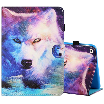 Sewing Thread Horizontal Painted Flat Leather Case with Pen Cover & Anti Skid Strip & Card Slot & Holder & Sleep / Wake-up Function For iPad Mini 5 / 4 / 3 / 2 / 1(Wolf)-garmade.com