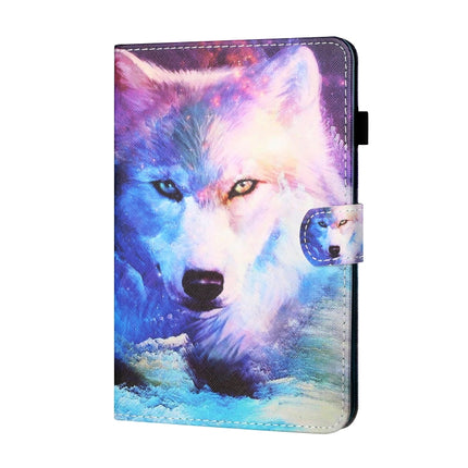 Sewing Thread Horizontal Painted Flat Leather Case with Pen Cover & Anti Skid Strip & Card Slot & Holder & Sleep / Wake-up Function For iPad Mini 5 / 4 / 3 / 2 / 1(Wolf)-garmade.com