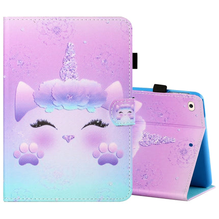 Sewing Thread Horizontal Painted Flat Leather Case with Pen Cover & Anti Skid Strip & Card Slot & Holder & Sleep / Wake-up Function For iPad Mini 5 / 4 / 3 / 2 / 1(Horse)-garmade.com