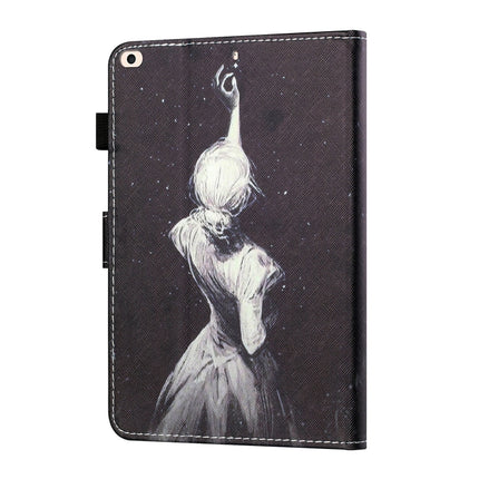 Sewing Thread Horizontal Painted Flat Leather Case with Pen Cover & Anti Skid Strip & Card Slot & Holder & Sleep / Wake-up Function For iPad Mini 5 / 4 / 3 / 2 / 1(Star Girl)-garmade.com