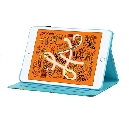 Sewing Thread Horizontal Painted Flat Leather Case with Pen Cover & Anti Skid Strip & Card Slot & Holder & Sleep / Wake-up Function For iPad Mini 5 / 4 / 3 / 2 / 1(Sunrise With Tree)-garmade.com