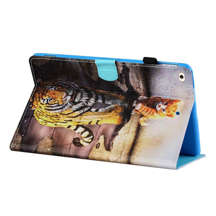 Sewing Thread Horizontal Painted Flat Leather Case with Pen Cover & Anti Skid Strip & Card Slot & Holder & Sleep / Wake-up Function For iPad Air(Cat And Tiger)-garmade.com