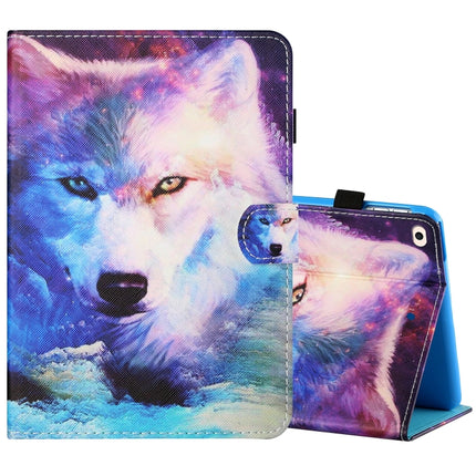 Sewing Thread Horizontal Painted Flat Leather Case with Pen Cover & Anti Skid Strip & Card Slot & Holder & Sleep / Wake-up Function For iPad Air(Wolf)-garmade.com