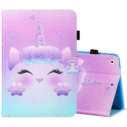 Sewing Thread Horizontal Painted Flat Leather Case with Pen Cover & Anti Skid Strip & Card Slot & Holder & Sleep / Wake-up Function For iPad Air(Horse)-garmade.com