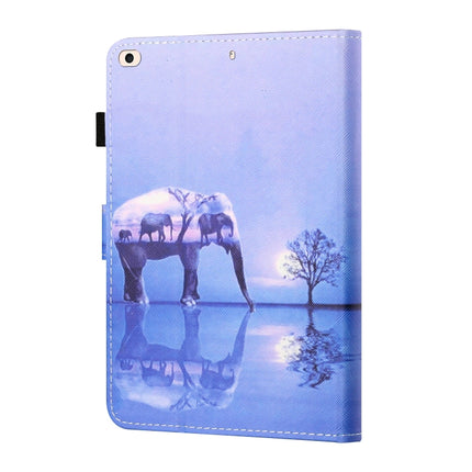 Sewing Thread Horizontal Painted Flat Leather Case with Pen Cover & Anti Skid Strip & Card Slot & Holder & Sleep / Wake-up Function For iPad 9.7 (2018) / (2017)(Tree And Elephant)-garmade.com