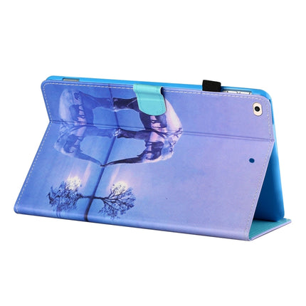 Sewing Thread Horizontal Painted Flat Leather Case with Pen Cover & Anti Skid Strip & Card Slot & Holder & Sleep / Wake-up Function For iPad 9.7 (2018) / (2017)(Tree And Elephant)-garmade.com