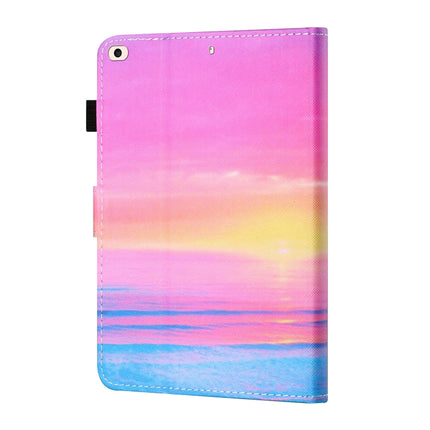 Sewing Thread Horizontal Painted Flat Leather Case with Pen Cover & Anti Skid Strip & Card Slot & Holder & Sleep / Wake-up Function For iPad 9.7 (2018) / (2017)(Sunrise)-garmade.com