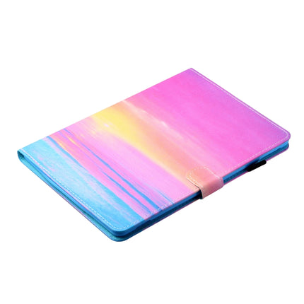Sewing Thread Horizontal Painted Flat Leather Case with Pen Cover & Anti Skid Strip & Card Slot & Holder & Sleep / Wake-up Function For iPad 9.7 (2018) / (2017)(Sunrise)-garmade.com