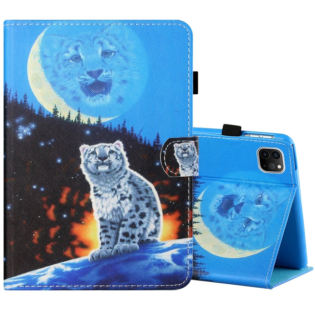 Sewing Thread Horizontal Painted Flat Leather Case with Pen Cover & Anti Skid Strip & Card Slot & Holder & Sleep / Wake-up Function For iPad Air 2022 / 2020 10.9(Double Shadow Tiger)-garmade.com