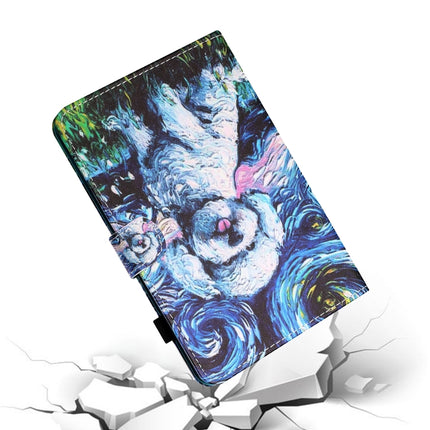 Sewing Thread Horizontal Painted Flat Leather Case with Pen Cover & Anti Skid Strip & Card Slot & Holder & Sleep / Wake-up Function For iPad Air 2022 / 2020 10.9(Oil Painting Dog)-garmade.com