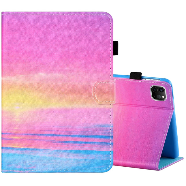 Sewing Thread Horizontal Painted Flat Leather Case with Pen Cover & Anti Skid Strip & Card Slot & Holder & Sleep / Wake-up Function For iPad Air 2022 / 2020 10.9(Sunrise)-garmade.com