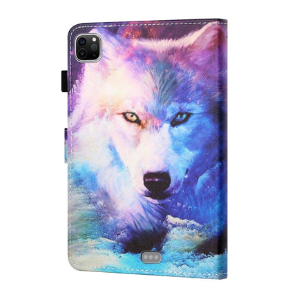 Sewing Thread Horizontal Painted Flat Leather Case with Pen Cover & Anti Skid Strip & Card Slot & Holder & Sleep / Wake-up Function For iPad Air 2022 / 2020 10.9(Wolf)-garmade.com