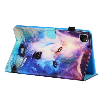 Sewing Thread Horizontal Painted Flat Leather Case with Pen Cover & Anti Skid Strip & Card Slot & Holder & Sleep / Wake-up Function For iPad Air 2022 / 2020 10.9(Wolf)-garmade.com