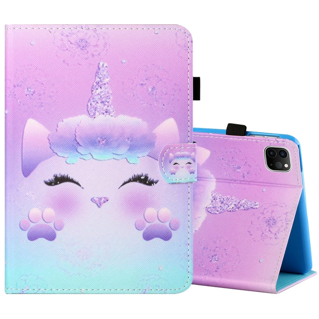 Sewing Thread Horizontal Painted Flat Leather Case with Pen Cover & Anti Skid Strip & Card Slot & Holder & Sleep / Wake-up Function For iPad Air 2022 / 2020 10.9(Horse)-garmade.com