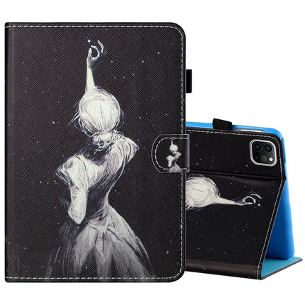 Sewing Thread Horizontal Painted Flat Leather Case with Pen Cover & Anti Skid Strip & Card Slot & Holder & Sleep / Wake-up Function For iPad Air 2022 / 2020 10.9(Star Girl)-garmade.com