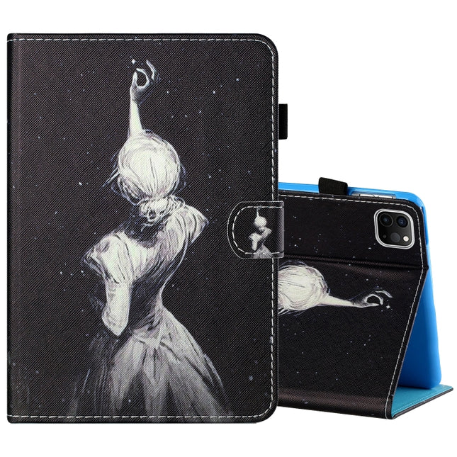 Sewing Thread Horizontal Painted Flat Leather Case with Pen Cover & Anti Skid Strip & Card Slot & Holder & Sleep / Wake-up Function For iPad Air 2022 / 2020 10.9(Star Girl)-garmade.com