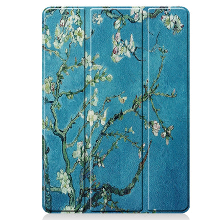For iPad 10.2 2021 / 2020 / 2019 TPU Colored Drawing Horizontal Flip Leather Case with Three-folding Holder & Sleep / Wake-up Function(Apricot Flower)-garmade.com