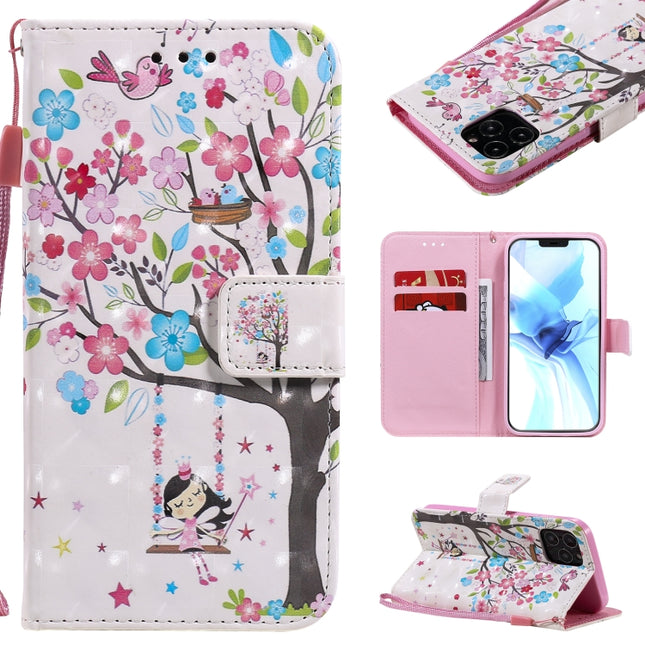 3D Painting Horizontal Flip Leather Case with Holder & Card Slot & Lanyard For iPhone 12 / 12 Pro(Girl Under The Tree)-garmade.com
