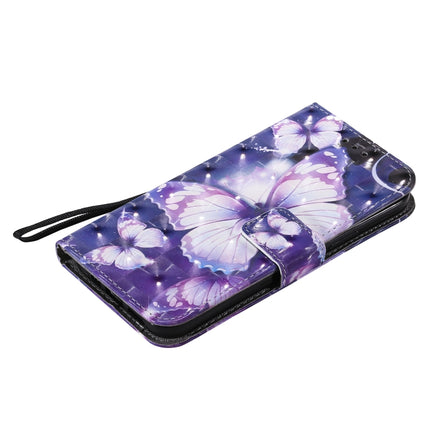 3D Painting Horizontal Flip Leather Case with Holder & Card Slot & Lanyard For iPhone 12 / 12 Pro(Purple Butterflies)-garmade.com