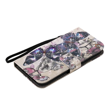 3D Painting Horizontal Flip Leather Case with Holder & Card Slot & Lanyard For iPhone 12 / 12 Pro(Black Butterflies)-garmade.com