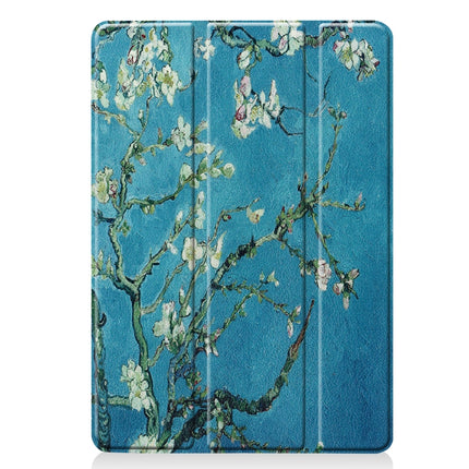For iPad 10.2 2021 / 2020 / 2019 Colored Drawing Horizontal Flip Leather Case with Three-folding Holder & Sleep / Wake-up Function(Apricot Flower)-garmade.com
