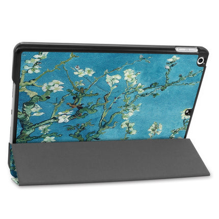 For iPad 10.2 2021 / 2020 / 2019 Colored Drawing Horizontal Flip Leather Case with Three-folding Holder & Sleep / Wake-up Function(Apricot Flower)-garmade.com