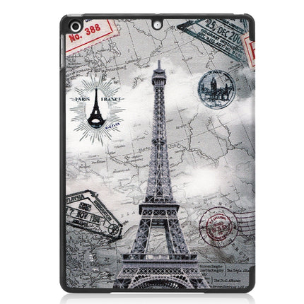 For iPad 10.2 2021 / 2020 / 2019 Colored Drawing Horizontal Flip Leather Case with Three-folding Holder & Sleep / Wake-up Function(Eiffel Tower)-garmade.com