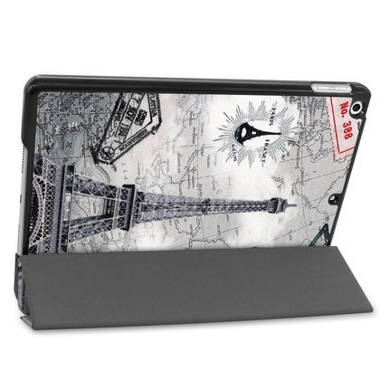 For iPad 10.2 2021 / 2020 / 2019 Colored Drawing Horizontal Flip Leather Case with Three-folding Holder & Sleep / Wake-up Function(Eiffel Tower)-garmade.com