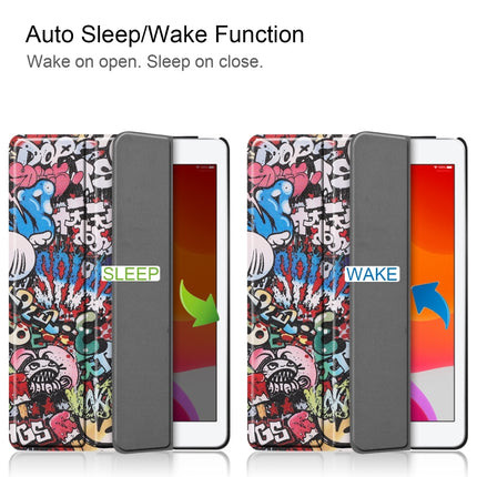 For iPad 10.2 2021 / 2020 / 2019 Colored Drawing Horizontal Flip Leather Case with Three-folding Holder & Sleep / Wake-up Function(Graffiti)-garmade.com