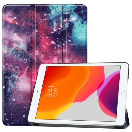 For iPad 10.2 2021 / 2020 / 2019 Colored Drawing Horizontal Flip Leather Case with Three-folding Holder & Sleep / Wake-up Function(Silver Nebula)-garmade.com
