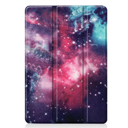 For iPad 10.2 2021 / 2020 / 2019 Colored Drawing Horizontal Flip Leather Case with Three-folding Holder & Sleep / Wake-up Function(Silver Nebula)-garmade.com