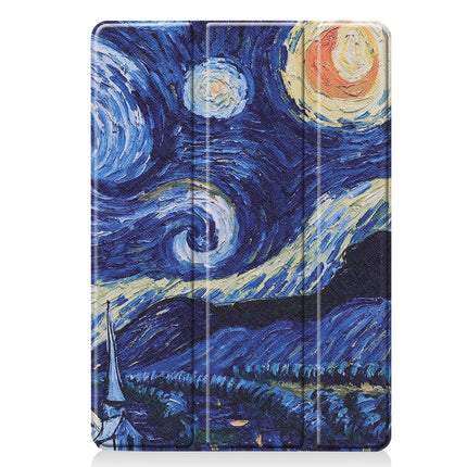 For iPad 10.2 2021 / 2020 / 2019 Colored Drawing Horizontal Flip Leather Case with Three-folding Holder & Sleep / Wake-up Function(Starry Sky)-garmade.com