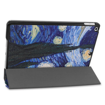 For iPad 10.2 2021 / 2020 / 2019 Colored Drawing Horizontal Flip Leather Case with Three-folding Holder & Sleep / Wake-up Function(Starry Sky)-garmade.com