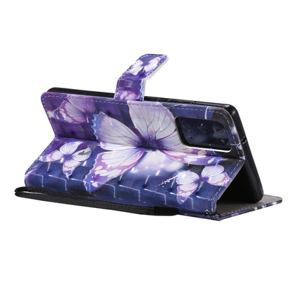 For Samsung Galaxy Note 20 Ultra 3D Painting Horizontal Flip Leather Case with Holder & Card Slot & Lanyard(Purple Butterflies)-garmade.com