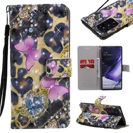 For Samsung Galaxy Note 20 Ultra 3D Painting Horizontal Flip Leather Case with Holder & Card Slot & Lanyard(Pink Butterflies)-garmade.com