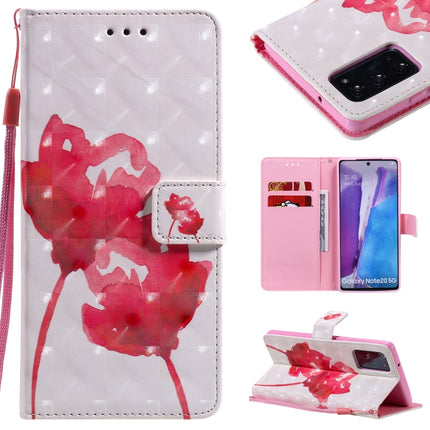 For Samsung Galaxy Note 20 3D Painting Horizontal Flip Leather Case with Holder & Card Slot & Lanyard(Red Rose)-garmade.com