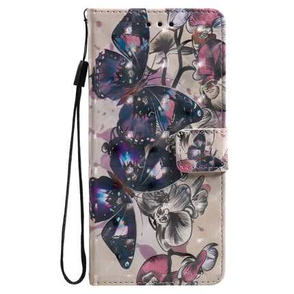 For Samsung Galaxy Note 20 3D Painting Horizontal Flip Leather Case with Holder & Card Slot & Lanyard(Black Butterflies)-garmade.com