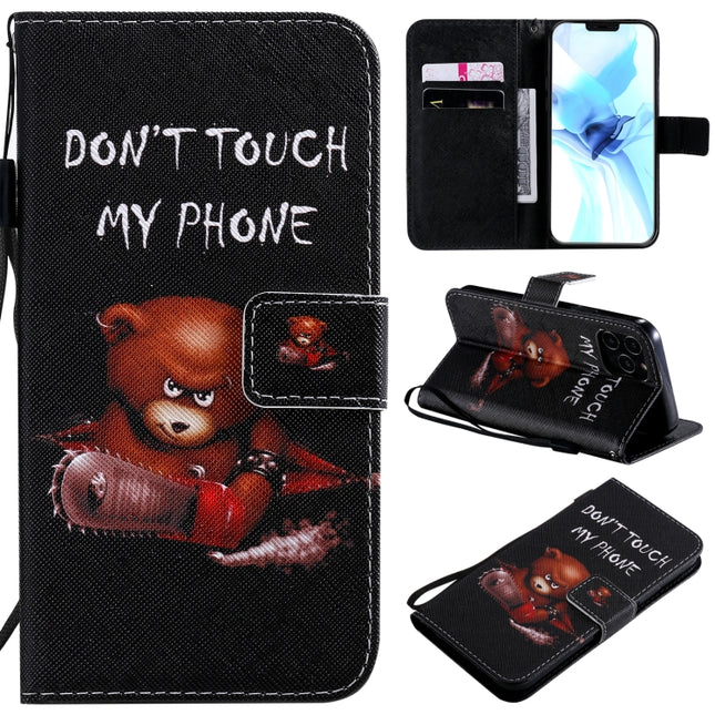 Painting Horizontal Flip Leather Case with Holder & Card Slot & Lanyard For iPhone 12 / 12 Pro(Bear)-garmade.com