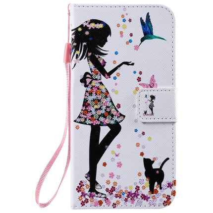 Painting Horizontal Flip Leather Case with Holder & Card Slot & Lanyard For iPhone 12 / 12 Pro(Woman and Cat)-garmade.com