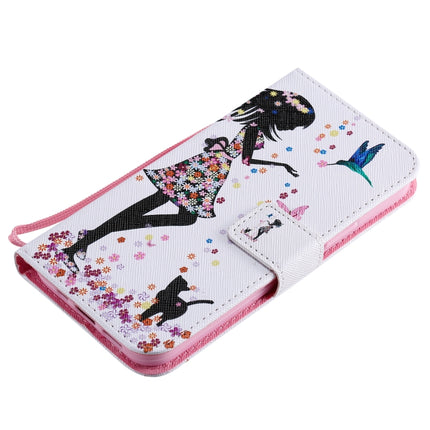 Painting Horizontal Flip Leather Case with Holder & Card Slot & Lanyard For iPhone 12 / 12 Pro(Woman and Cat)-garmade.com