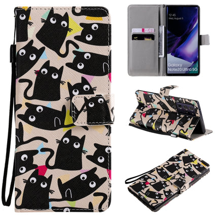 For Samsung Galaxy Note 20 Ultra Painting Horizontal Flip Leather Case with Holder & Card Slot & Lanyard(Cat)-garmade.com