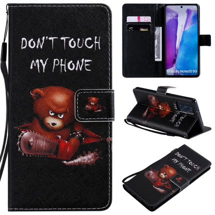 For Samsung Galaxy Note 20 Painting Horizontal Flip Leather Case with Holder & Card Slot & Lanyard(Bear)-garmade.com