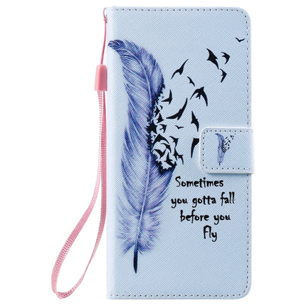 For Samsung Galaxy Note 20 Painting Horizontal Flip Leather Case with Holder & Card Slot & Lanyard(Feather)-garmade.com