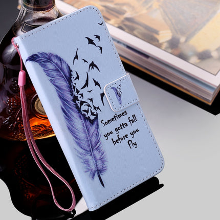For Samsung Galaxy Note 20 Painting Horizontal Flip Leather Case with Holder & Card Slot & Lanyard(Feather)-garmade.com
