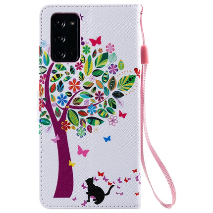 For Samsung Galaxy Note 20 Painting Horizontal Flip Leather Case with Holder & Card Slot & Lanyard(Cat and Tree)-garmade.com