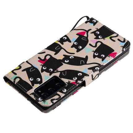 For Samsung Galaxy Note 20 Painting Horizontal Flip Leather Case with Holder & Card Slot & Lanyard(Cat Ears)-garmade.com