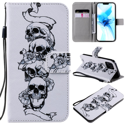 Painting Horizontal Flip Leather Case with Holder & Card Slot & Lanyard For iPhone 12 / 12 Pro(Skull Bone)-garmade.com